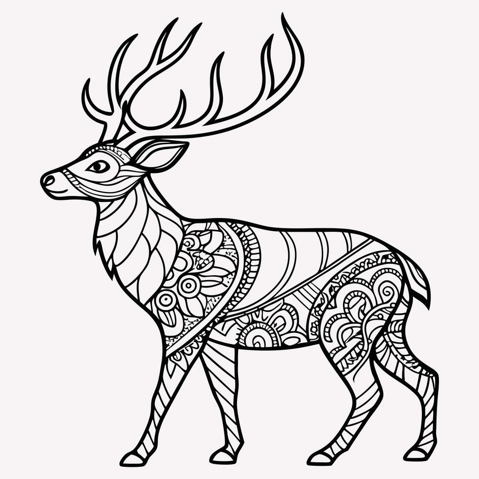 Intricate Patterned Deer Illustration vector