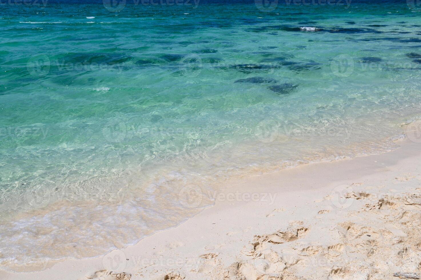 White sand beach in tropical sea photo