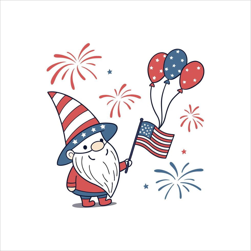 Independence day gnome elements vector