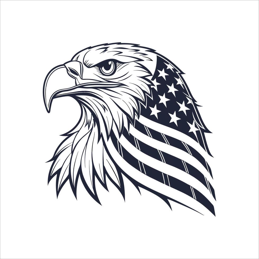 Eagle head with American flag vector