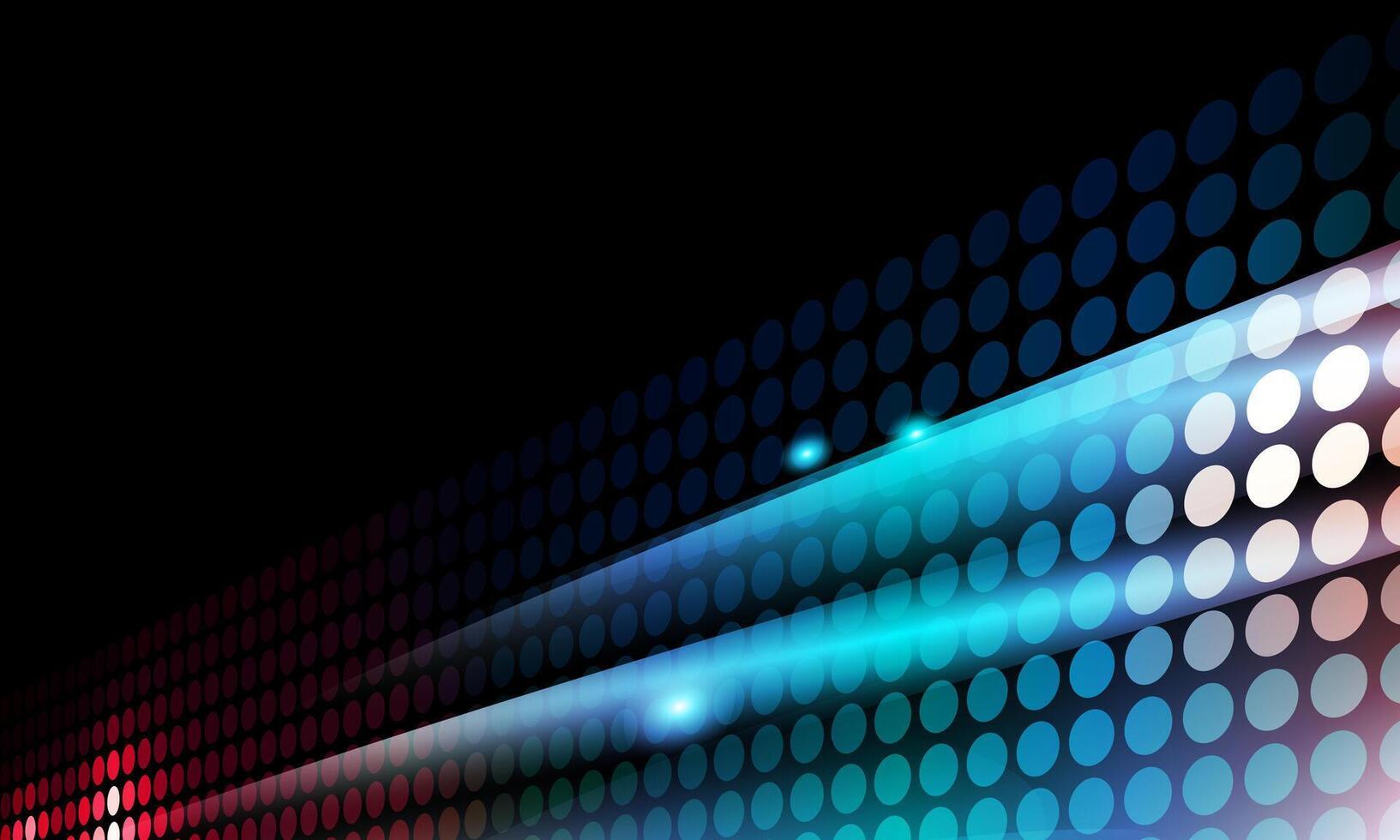 Large led shine projection screen panel. Light show on the stage black background. vector