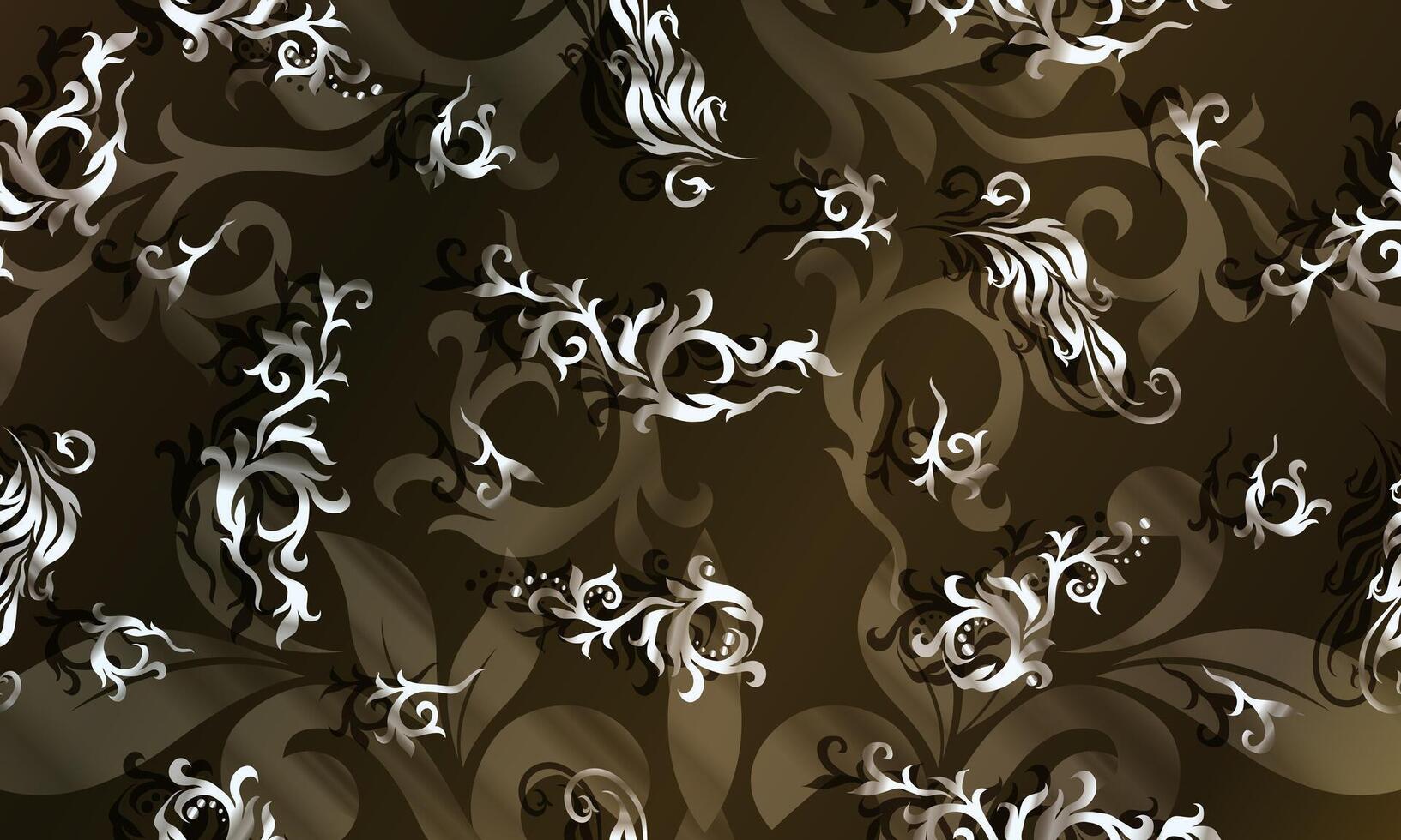 floral ornament seamless pattern on brown background. vintage swirl pattern. vector