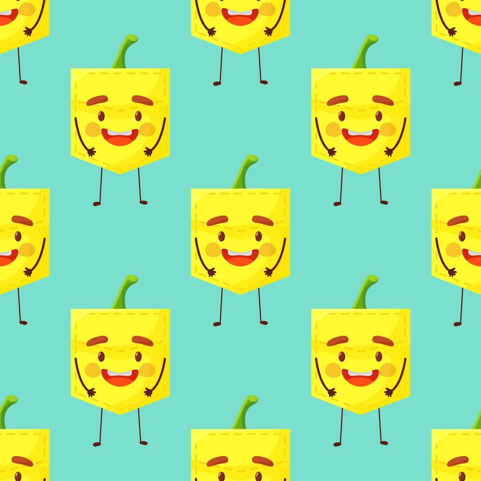 Seamless pattern paprika shaped patch pocket. Character pocket paprika. Cartoon style. Design element. Template for your shirts, books, stickers, cards, posters. vector
