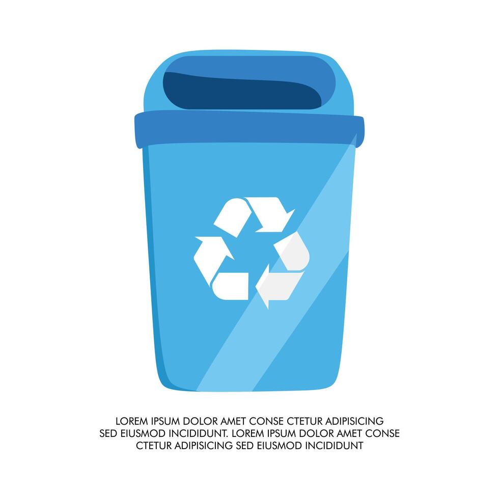 small size Blue recycling wheelie trash bin illustrations Blue color or waste bin and Blue bin icon with white background design vector