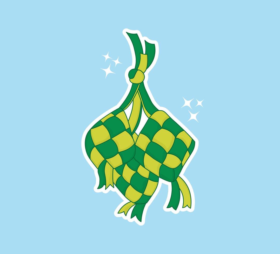 Ketupat with sparkle decoration for ied al fitr ramadan symbol vector
