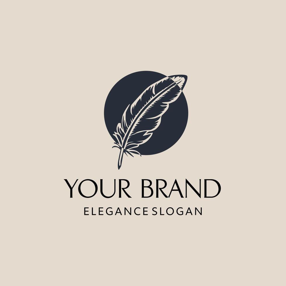 Elegant Feather Logo for Creative Brand vector