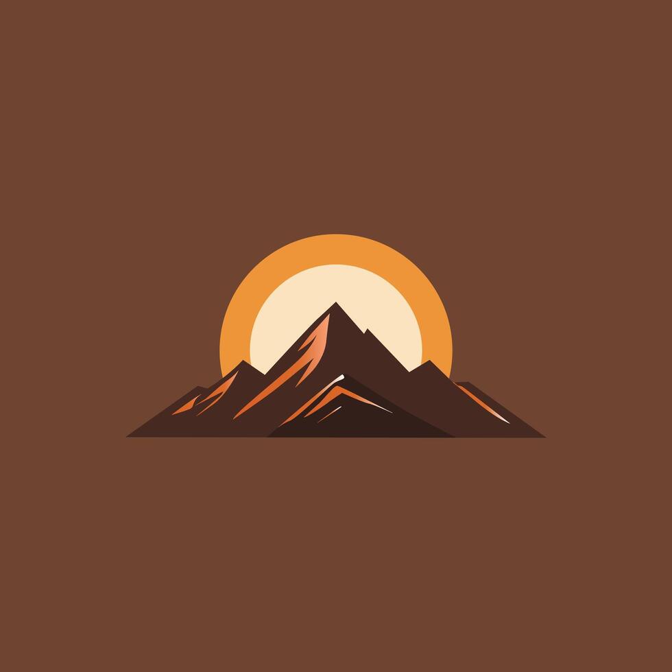 Mountain and Sunset Emblem Logo vector