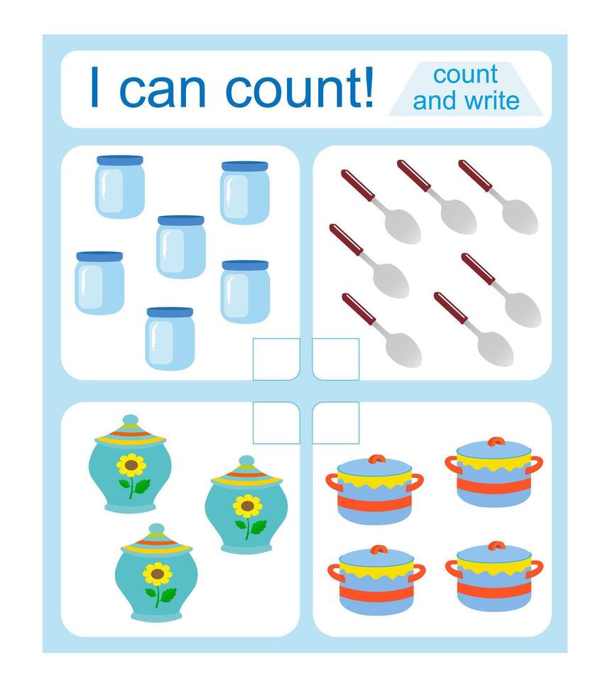 Math activity for kids. I can count. illustration. vector