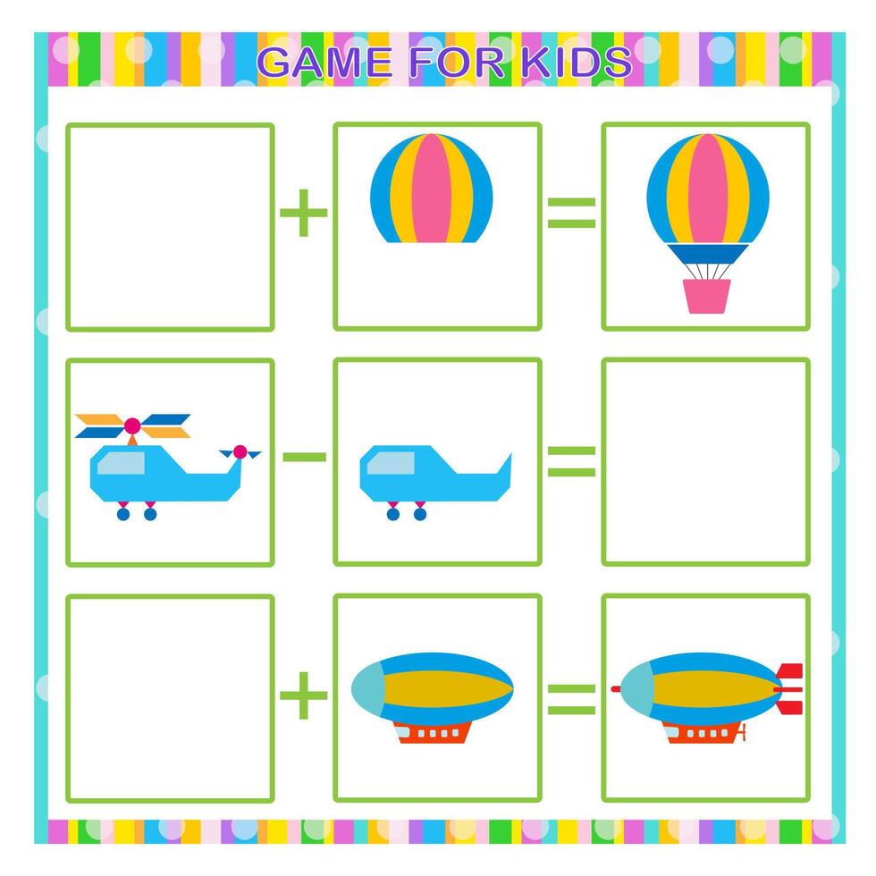 Educational game for kids. Find and draw the missing parts. Children activity page. Worksheet. vector