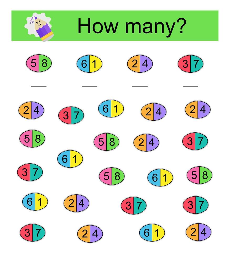 Math activity for kids. Need to find the correct answer. Preschool worksheet activity. vector