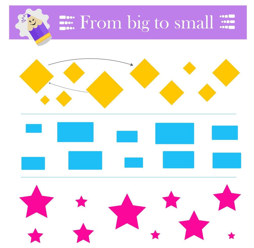 Form big to small. Puzzle game for kids. Attention tasks for children vector
