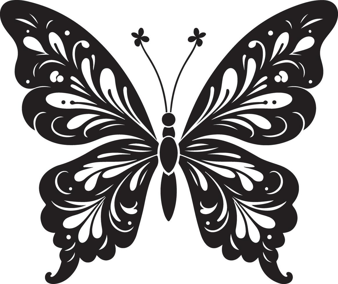 Butterfly Line Art silhouette, Black butterfly vector