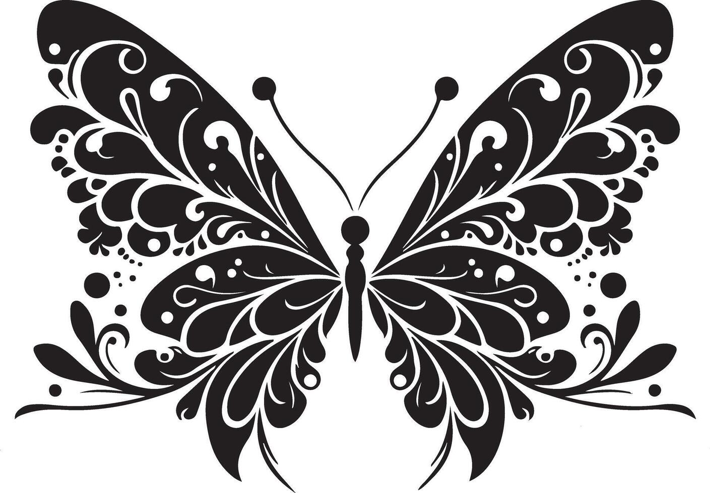 Butterfly Tattoo art silhouette design vector