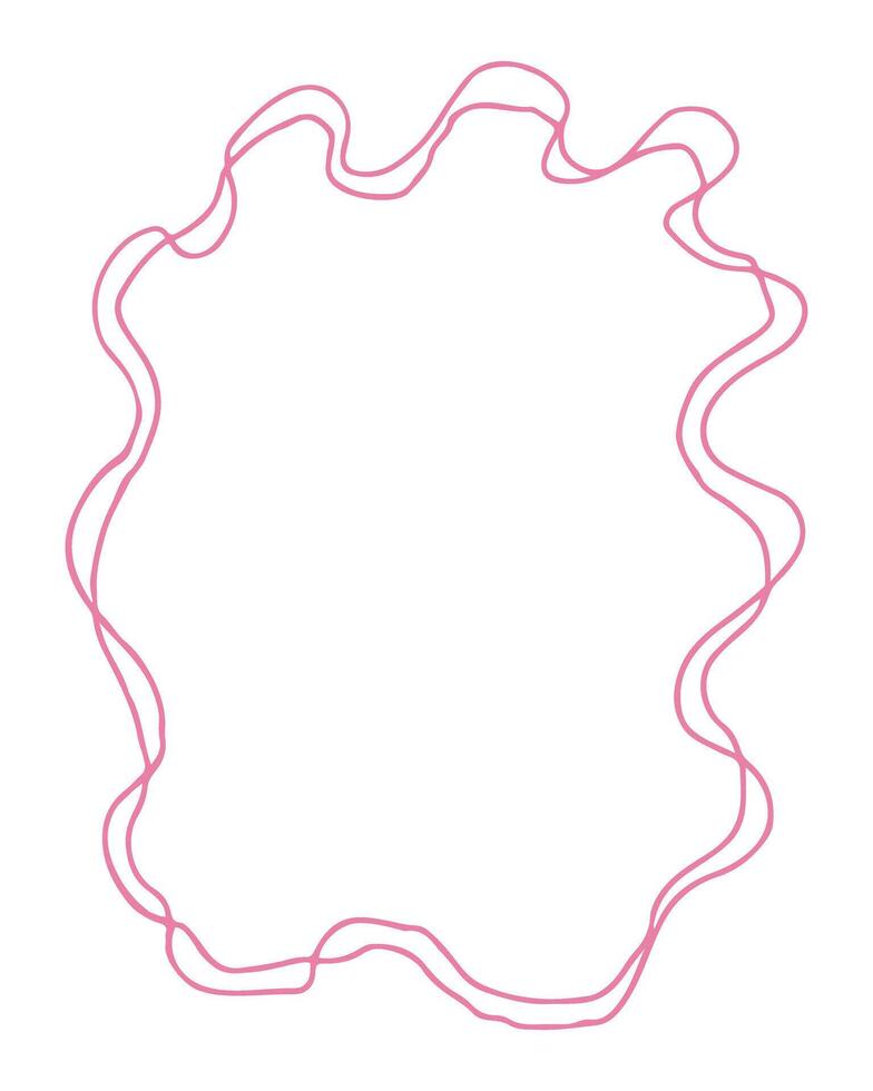 A pink ribbon frame. The line is curvy and has a wavy appearance vector