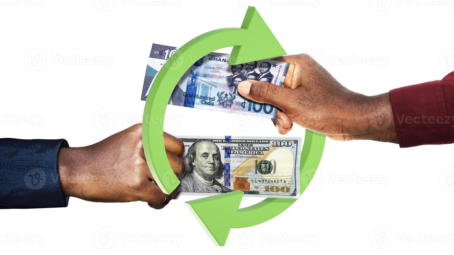 USA Dollars Ghanaian cedi currencies pairing conversion exchange rate. photo