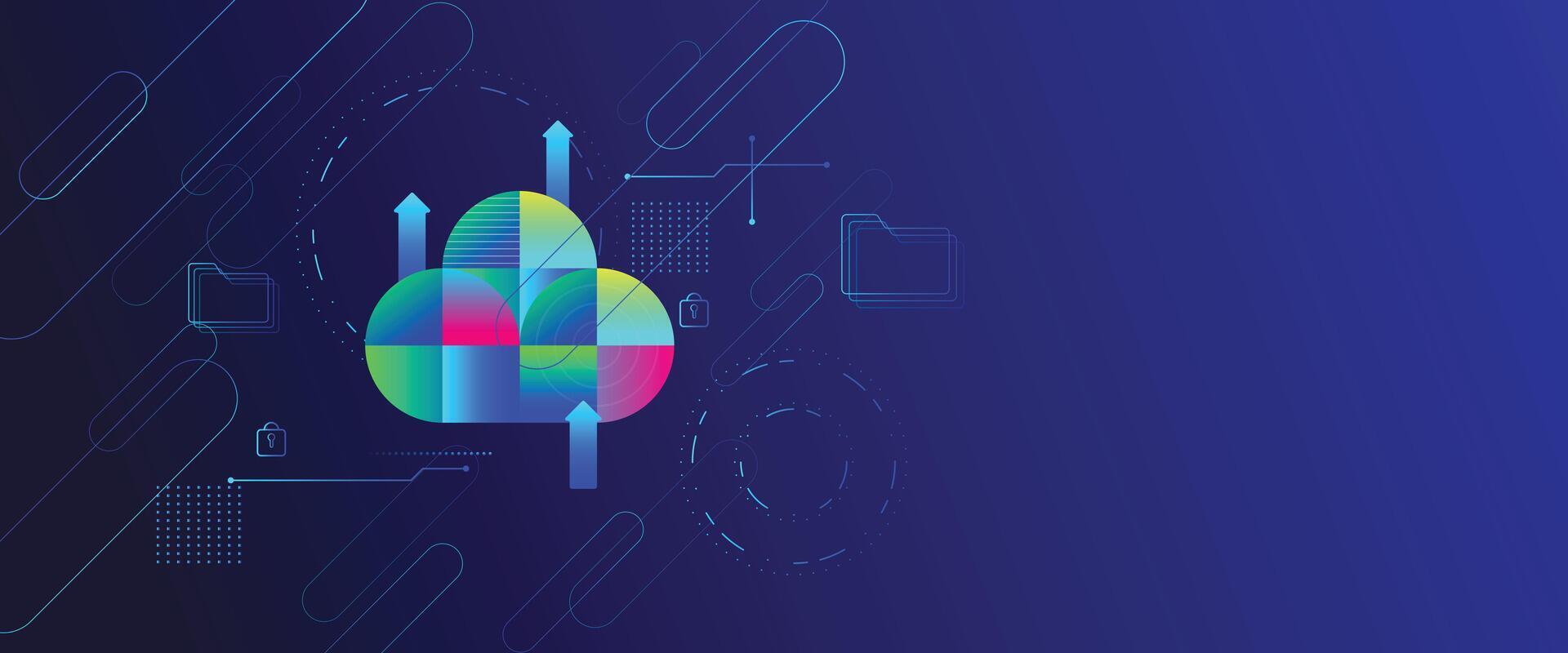 Cloud technology for storage data.neworking innovation . futuristic background concept. vector