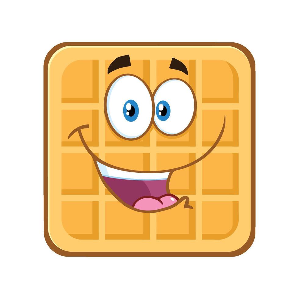 Happy Square Waffle Cartoon Mascot Character vector