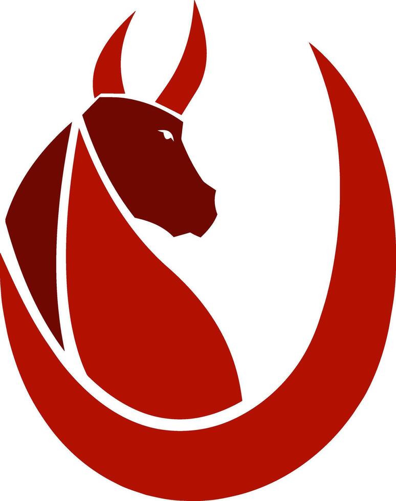 Red Bull Or Ox Face Silhouette Symbol Of 2021 Year Of The Ox vector