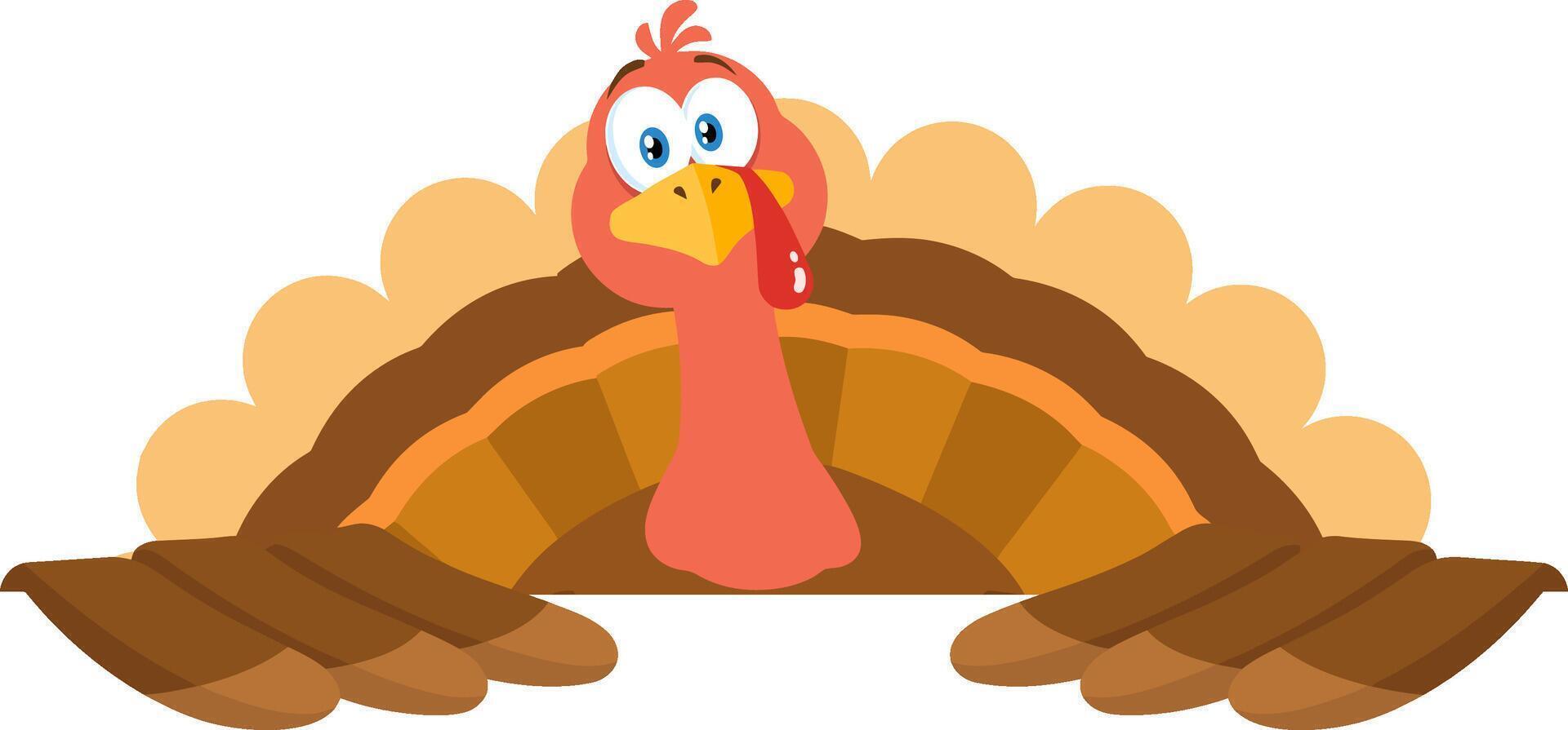 Thanksgiving Turkey Bird Cartoon Mascot Character Over Sign vector
