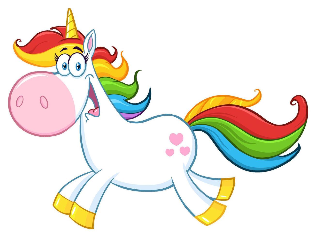 Cute Magic Unicorn Cartoon Mascot Character Running vector