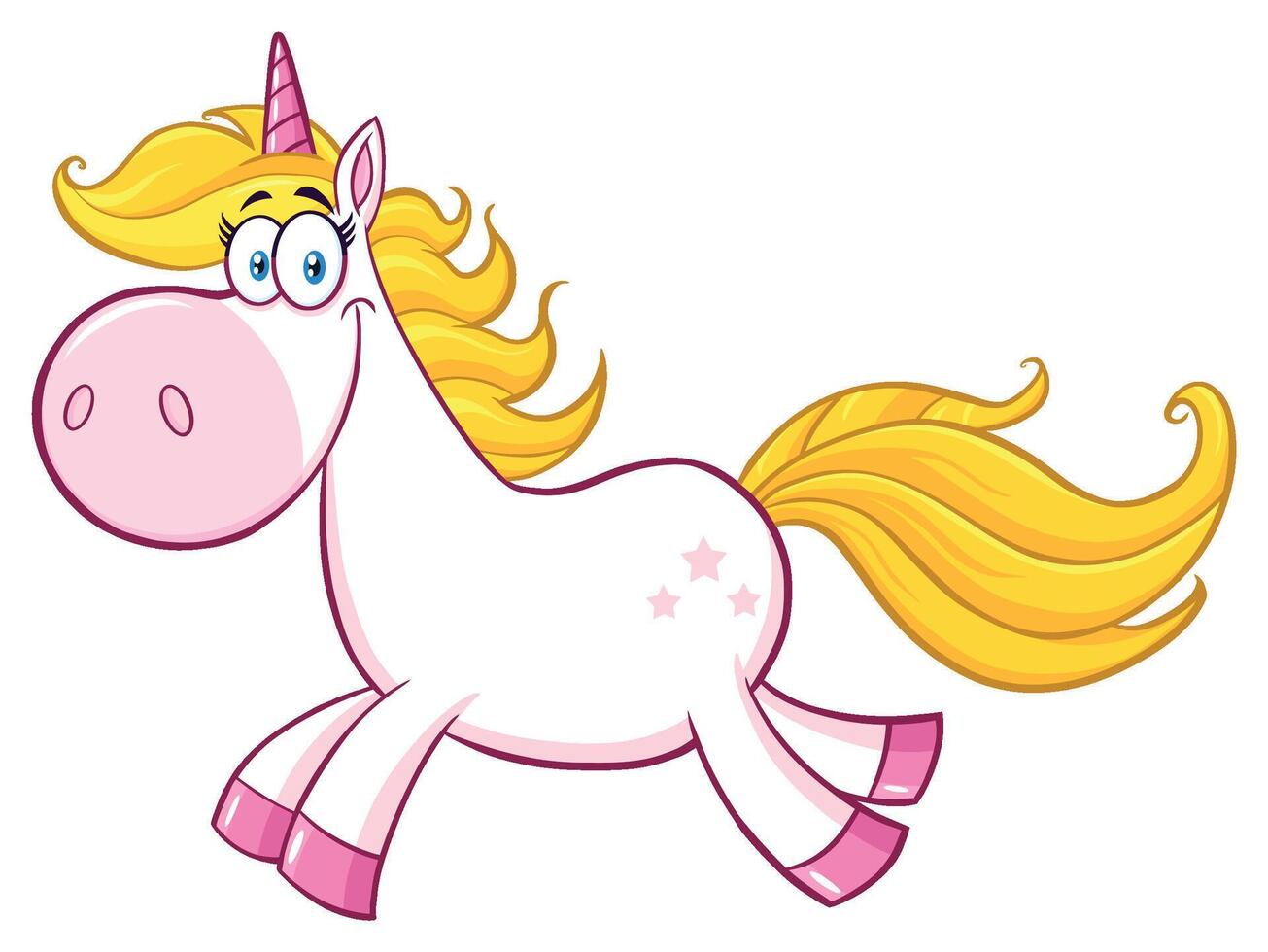 Smiling Magic Unicorn Cartoon Mascot Character Running vector
