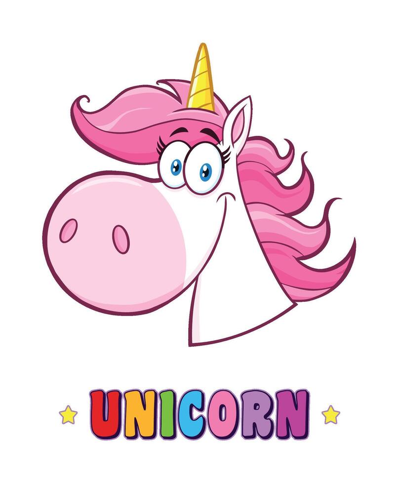 Smiling Magic Unicorn Head Cartoon Mascot Character vector