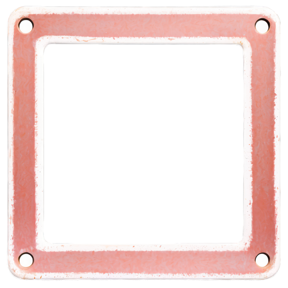 A square metal frame with a white border png