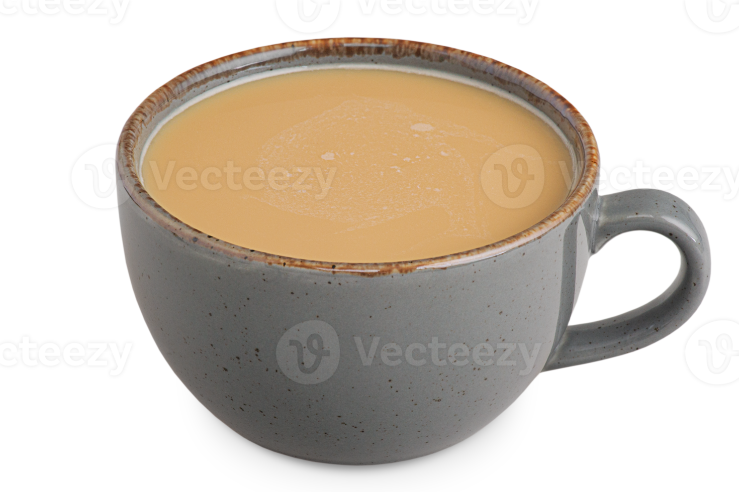 Coffee with milk in a gray cup isolated png