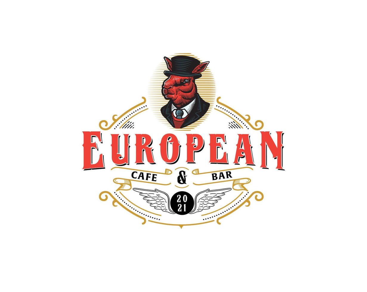 Rabbit Illustration to Cafe and Bar Logo vector