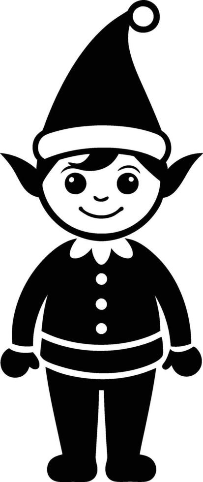 a black and white elf with a hat and a white shirt vector
