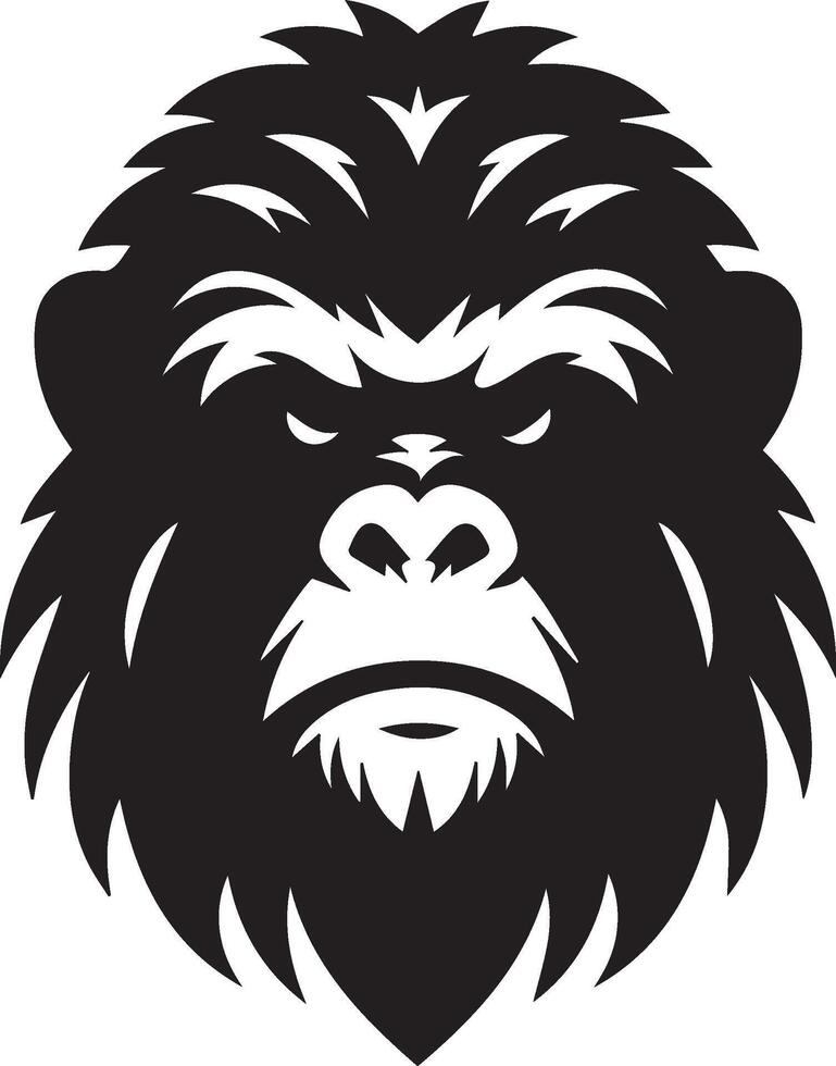 Bold black and white stylized Ape head profile graphic vector