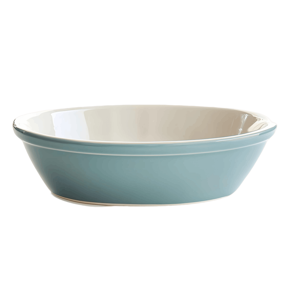 A blue bowl with a white rim sits on a transparent background png