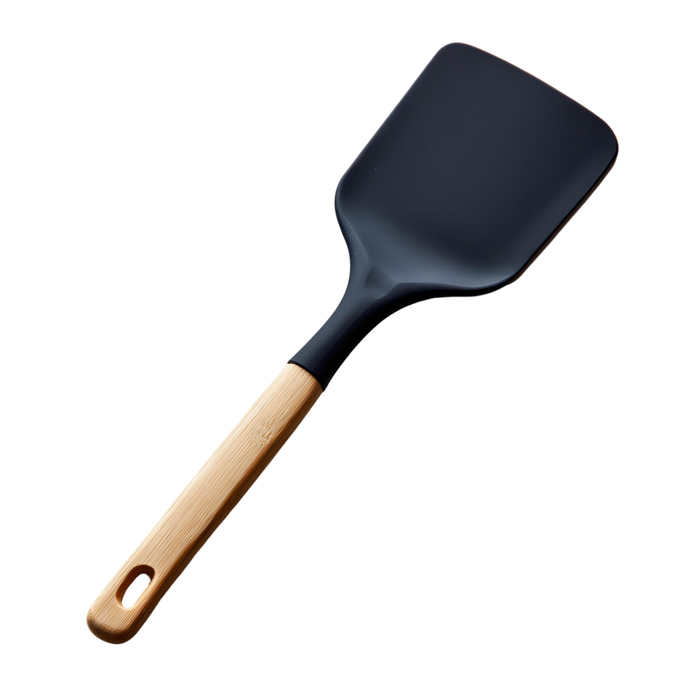 A black spatula with a wooden handle png