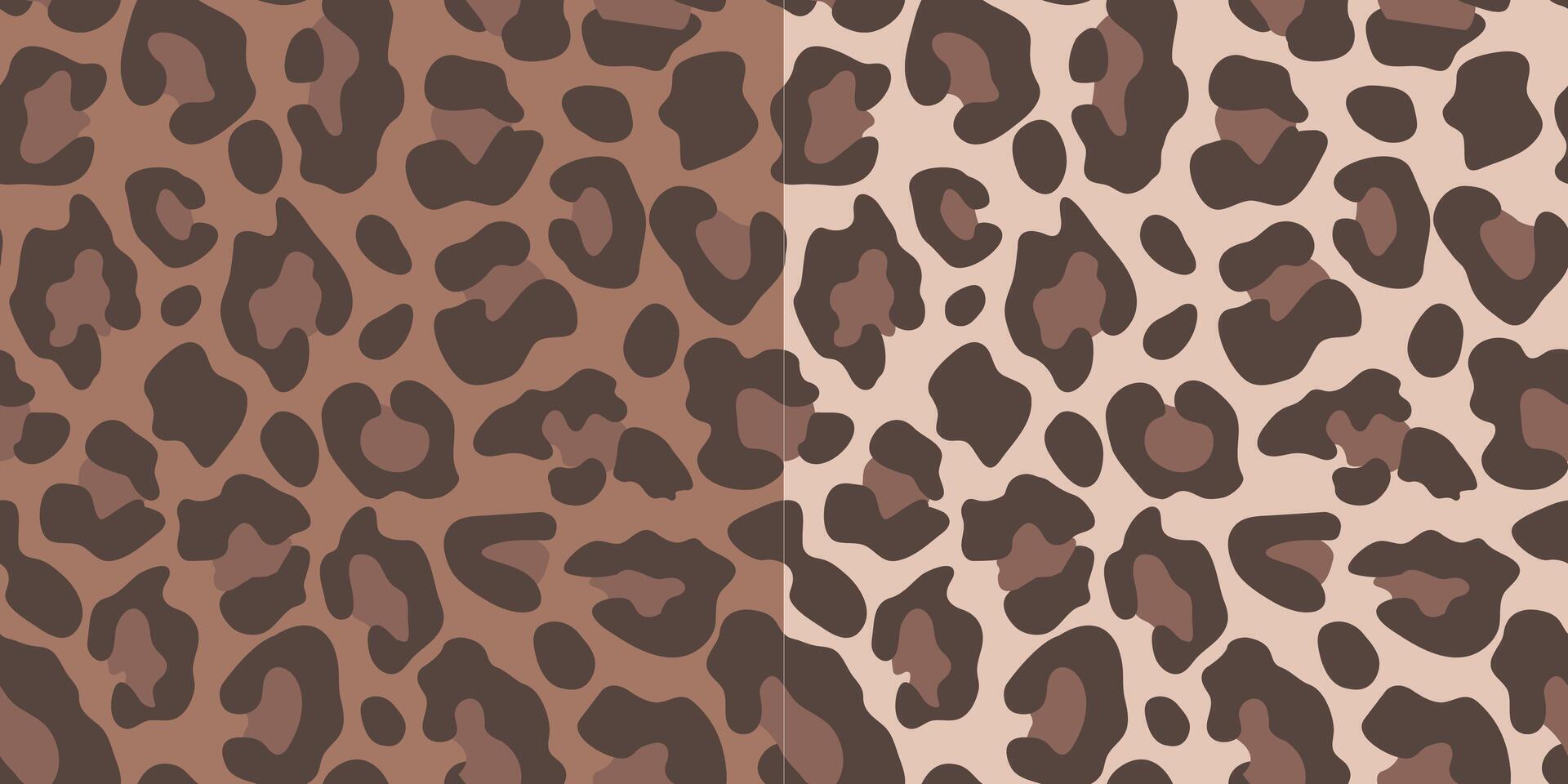 Abstract leopard seamless pattern set. Mocha Mousse palette. Animal skin camouflage background design. Modern illustration. vector