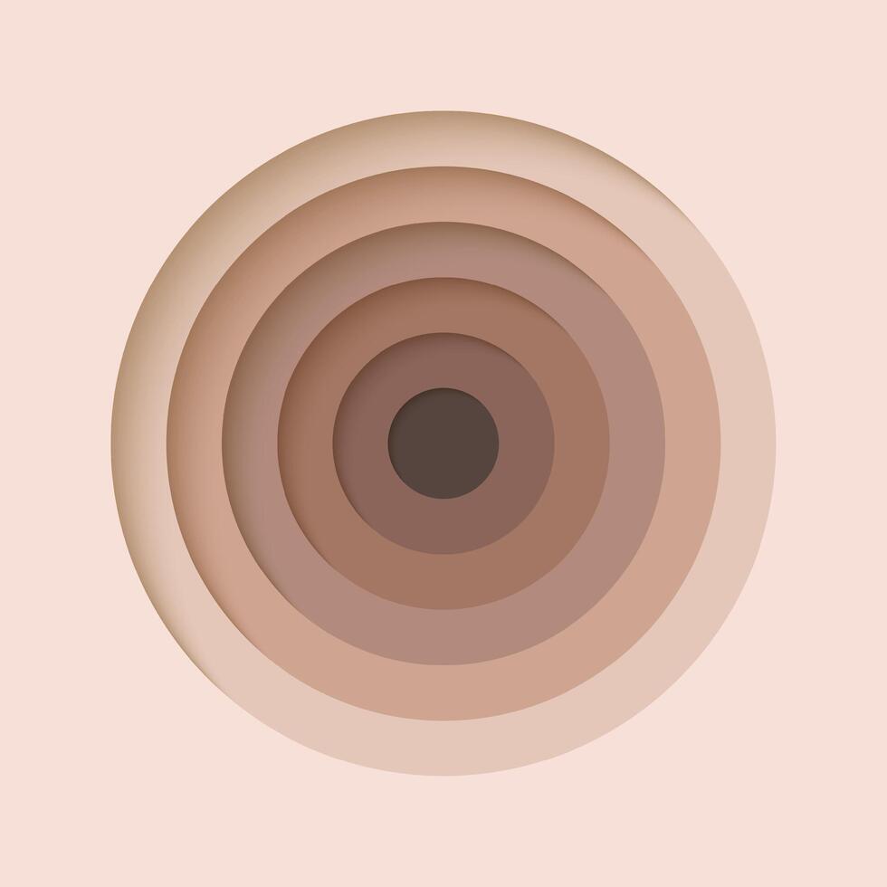 3D paper cut background in mocha mousse colors. Minimalistic abstract layered design perfect for posters, invitations, backgrounds, wall art, branding, and digital projects. vector