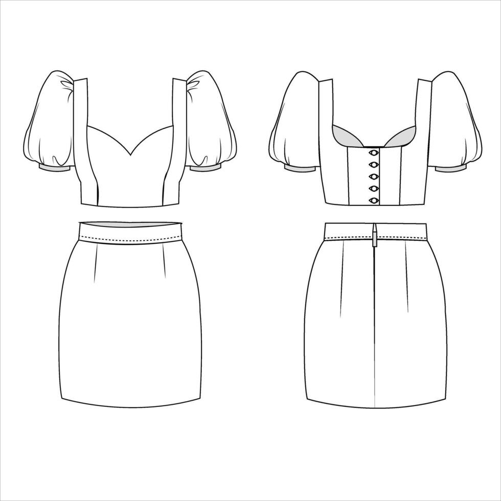 Blouse with puff sleeves highlights exquisite details and contemporary flair, ideal for a stylish wardrobe vector