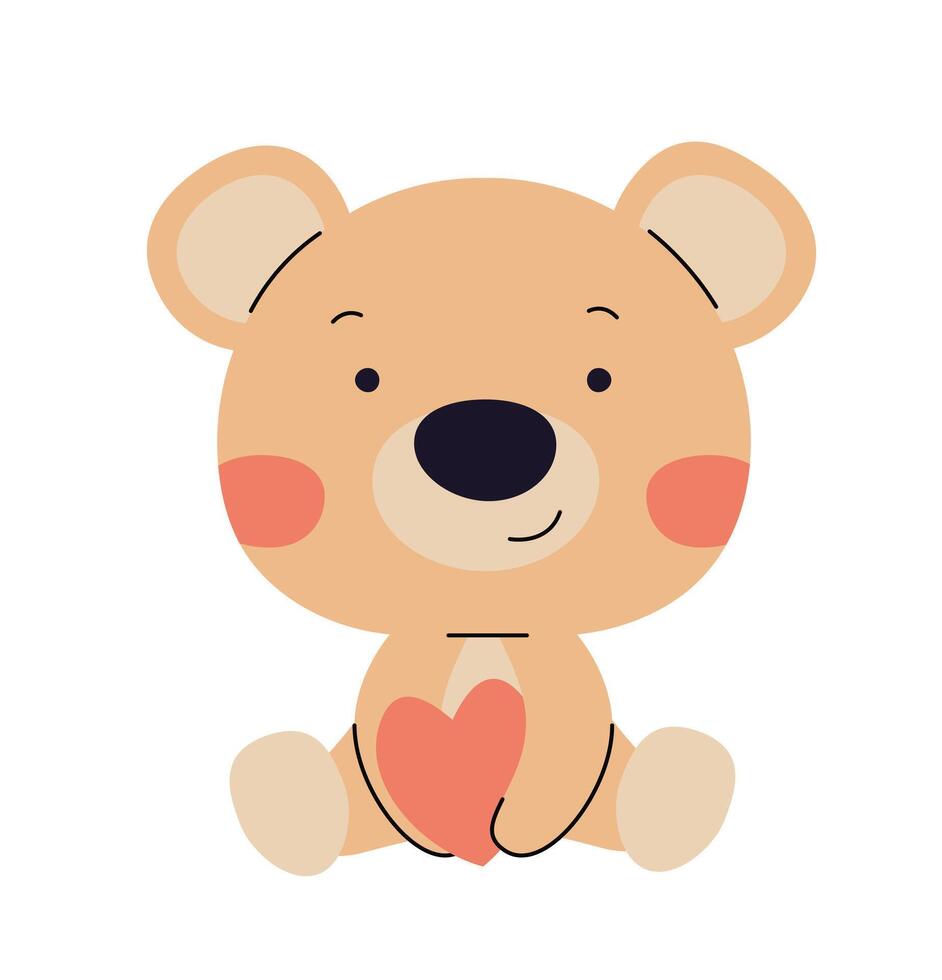bear with a heart. Valentine's Day card. vector