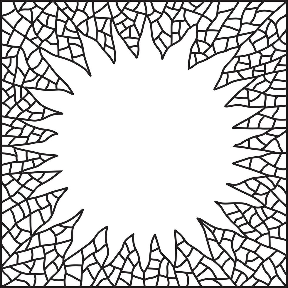 Square mosaic frame or border. Star shape. Invitation card. Geometric pattern. Black lines. vector