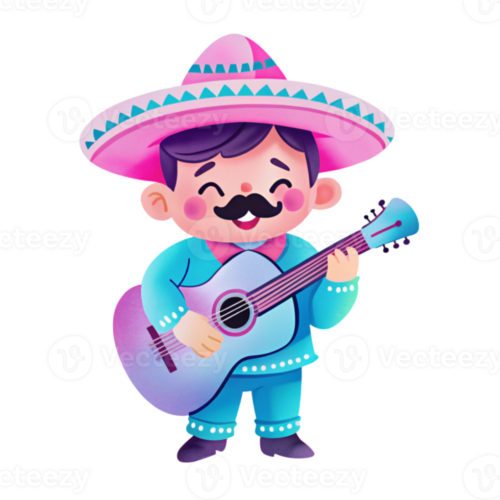 Mexican boy playing guitar png