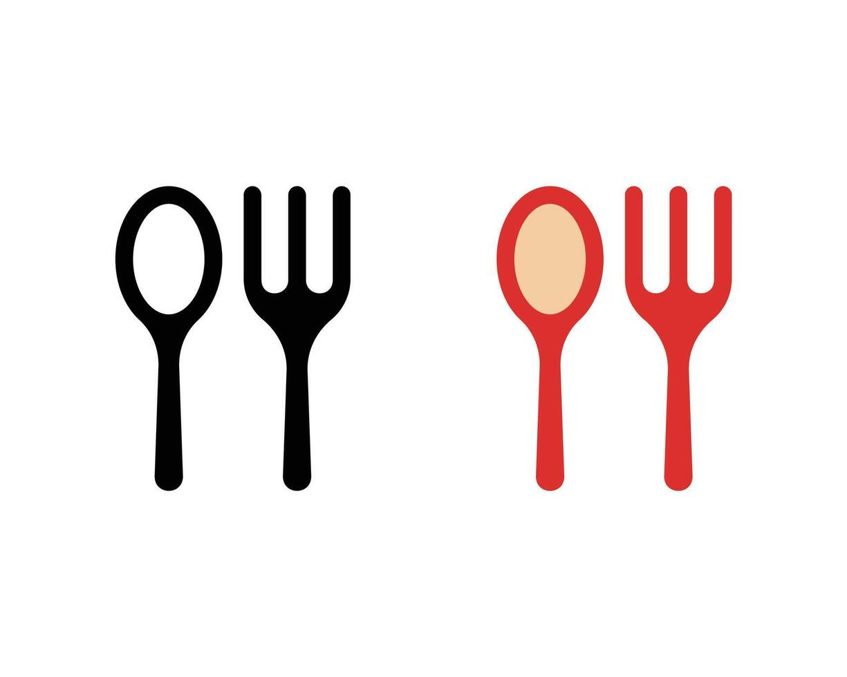 flat spoon and fork icon illustration vector