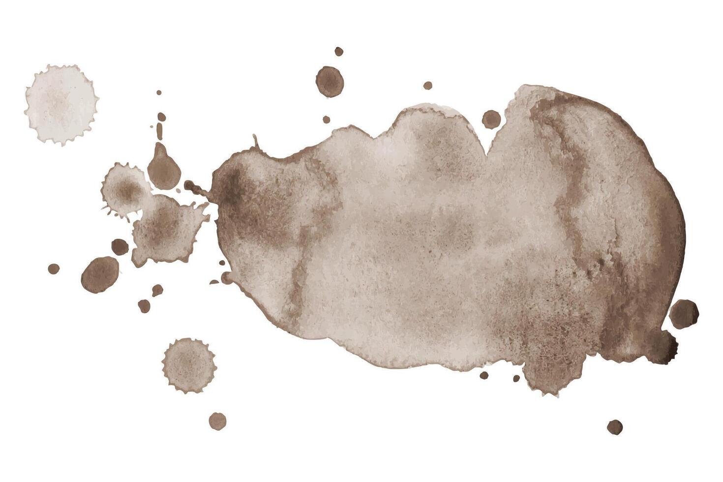 Watercolor Brown Splatter on White Background. Hand painted aquarelle splash with Ink Drops vector