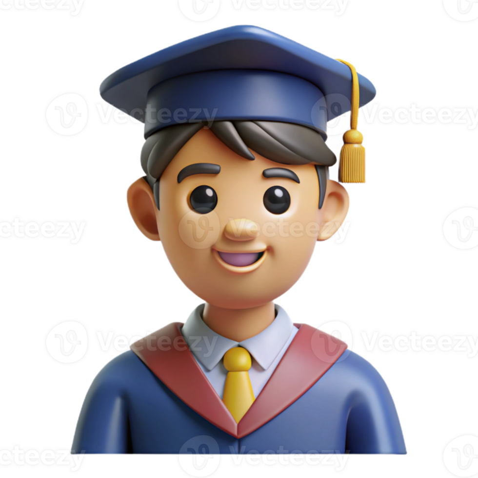 A cartoon character wearing a graduation cap and gown png