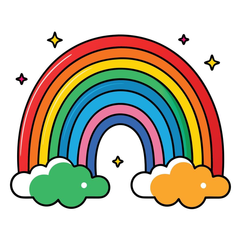 Bright Rainbow Over Lush Clouds vector