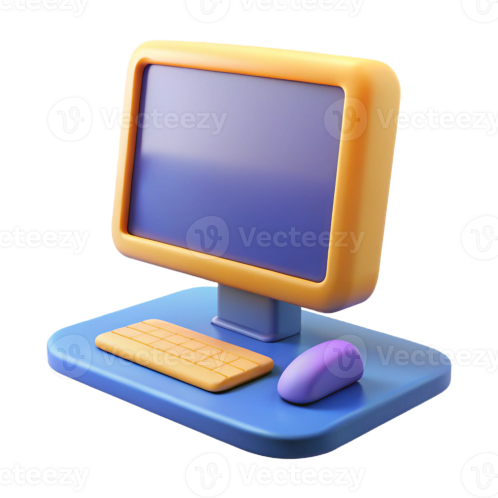 A computer monitor with a mouse and keyboard png