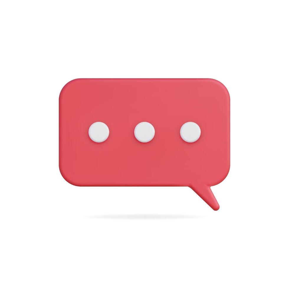 A red speech bubble with three dots on it vector