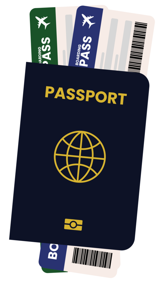 Black Passport with Two Boarding Pass for Travel Around the World png