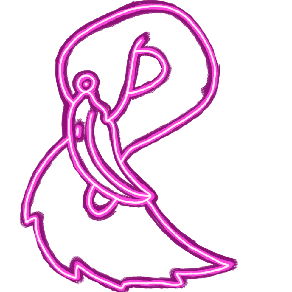 Line art of neon lights of a Flamingo png
