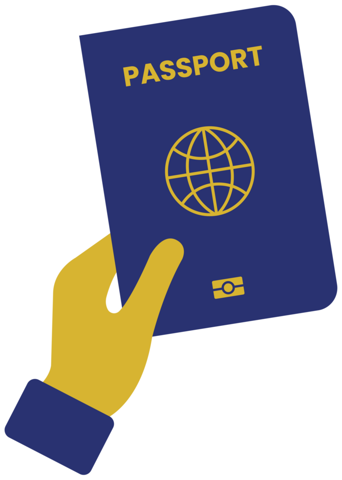 Passport with Blue Color Held in Hand for Traveling png