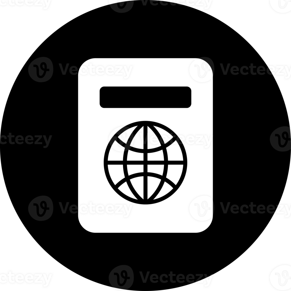 Black Circle Passport Solid Icon for Traveling png