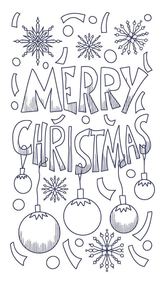 Merry Christmas. Story post with hand drawn text. vector